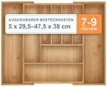 Relaxdays Besteckkasten, ausziehbarer Besteck Schubladeneinsatz, Bambus, versch.