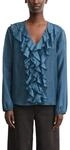 COMMA Damen Bluse &ndash; Jacquard, V-Ausschnitt, Langarm, Volants