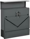 HOMCOM Briefkasten mit Schloss und Deckel 37 x 10,5 x 37 cm Dunkelgrau 