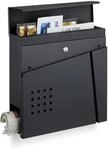 Relaxdays Briefkasten mit Zeitungsfach, Sichtfenster, schwarz | HBT 37x37x11...