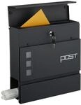 Relaxdays Briefkasten mit Zeitungsfach, HxBxT: 37 x 37 x 12 cm, schwarz |...