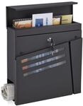 Relaxdays Briefkasten mit Zeitungsfach, Sichtfenster, schwarz | HBT 37x37x11...