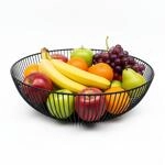Relaxdays Obstschale Metall, runder Obstkorb, HxD: 8 x 28 cm, Drahtkorb f&uuml;r