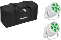 EUROLITE Set 2x LED Silent Par 6 QCL Floor ws + Soft-Bag