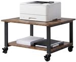 Relaxdays Druckertisch mit Rollen, braun/schwarz | 2 Ebenen, HxBxT: 32 x 50 x...