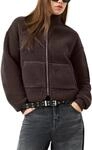 QS Damen Teddyjacke &ndash; Relaxed Fit, Stehkragen, Rei&szlig;verschluss