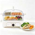 VEVOR Elektrischer Dampfgarer 6 L mit 2 Garebenen Glas 1200 W Wei&szlig;, Gem&uuml;se-...
