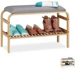 Relaxdays Schuhbank, 3 Paar Schuhe, gepolsterte Sitzfl&auml;che, Flur und Garderobe,