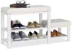 Relaxdays Schuhbank mit Hocker, gem&uuml;tliche Sitzpolster, 2 Ebenen, f&uuml;r Kinder,...