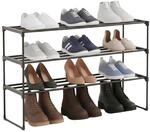 Relaxdays Schuhregal, 3 Ebenen, Stecksystem, HBT: 55x117x30 cm, schwarz | Metall