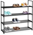 Relaxdays Schuhregal, 4 Ebenen, Stecksystem, HBT: 72x92x30 cm, schwarz | Metall