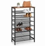 Relaxdays Schuhregal Industrial, 8 Ebenen, HBT: 137x75x30 cm, schwarz/braun 