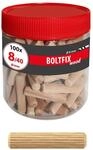 TOX Holzd&uuml;bel Boltfix wood 8x40 mm, Riffeld&uuml;bel aus massiver Buche, 100 Stk.,