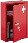 Relaxdays Medizinschrank, HxBxT: 32 x 21,5 x 9,5 cm, rot/wei&szlig; | Arzneischrank