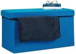 Relaxdays Faltbare Sitzbank XL, mit Stauraum, Sitzcube mit Fu&szlig;ablage, blau 