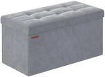 SONGMICS Sitzhocker mit Stauraum, Faltbar, 89 L, Samt | Truhenbank, 76 x 38 x...