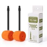 Ecovelo' 700C x 18-32 Orange TPU Rennrad-Innenschl&auml;uche 40g, langes Presta-Ventil