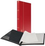 Leuchtturm Basic Einsteckbuch Briefmarkenalbum, DIN A4, rot | 32 schwarze...