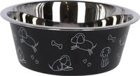 Kerbl Pet Edelstahlnapf mit Motiv | Schwarz, 1.800 ml, robuster Hundenapf aus