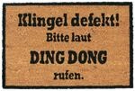 Relaxdays Kokosmatte Ding Dong, Fu&szlig;matte aus Kokosfasern, Natur/schwarz 