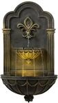 Teamson Home Fleur-de-Lis Wandbrunnen Outdoor 80 cm mit integrierter LED...