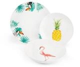 Excelsa Tropical Tafelservice 18-teilig, Porzellan, Wei&szlig; mit Dekor