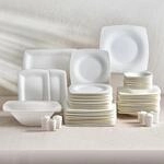 Karaca Geschirrset Fine Pearl Roma 58 Teilig 12 Personen Weiss Quadratisches