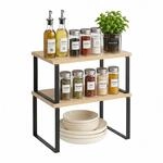 Relaxdays Gew&uuml;rzregal, 2er Set, Natur-schwarz | K&uuml;chenregal Schrank &