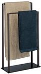 Relaxdays Handtuchst&auml;nder freistehend, 2 Stangen, modern, Bronze-schwarz |...