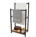 Relaxdays Handtuchst&auml;nder mit Ablage, HBT: 80x42x24 cm, schwarz/braun | 2...