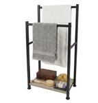 Relaxdays Handtuchst&auml;nder mit Ablage, HBT: 80x42x24 cm, schwarz/grau | 2...