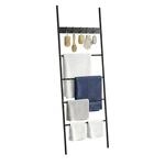 Relaxdays Handtuchleiter, 4 Sprossen, 5 Haken, HxB: 177x60 cm, schwarz | Bad &