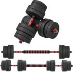 HOMCOM 2 in 1 Hanteln Set Verstellbare Kurzhantel Langhantel | Professionell,