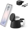 Belkin UltraCharge 3-in-1 Induktive Ladestation mit Qi2, 25W &ndash; Schwarz 