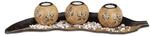 Relaxdays Teelichthalter Set, Blattschale, Deko Kieselsteine, runde...