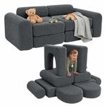 Relaxdays Kinder-Spielsofa, modular, 10-tlg., weiche Bausteine, grau |...