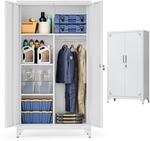 SONGMICS Mehrzweckschrank, Metallschrank, mit 2 T&uuml;ren, 5 F&auml;chern 