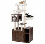 Relaxdays Kratzbaum mit Katzenkloschrank & Futterstation, braun | HBT...