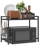 HOMCOM Mikrowellenregal erweiterbares 2-Stufig mit 3 Haken, Schwarz |...