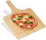 Relaxdays Pizzaschieber XXL, Bambus, 50x38 cm, eckig, Pizzaschaufel, abgerundete