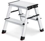 SONGMICS Trittleiter mit 2 rutschfesten Stufen, bis 150 kg belastbar | Aluleiter,