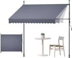 VEVOR Klemmmarkise 300 cm, H&ouml;henverstellbare Markise mit Handkurbel,