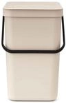 Brabantia Sort & Go Abfalleimer mit Deckel 25 L (Soft Beige), platzsparender