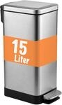 Relaxdays M&uuml;lleimer, 15 Liter, entnehmbarer Kunststoff-Inneneimer, silber 