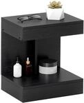 HOMCOM Nachttisch mit Schubladen, Beistelltisch 40 x 30 x 46 cm Schwarz 