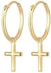 Elli Ohrringe Damen Creolen Kreuz Anh&auml;nger Glaube Religion in 925 Sterling...