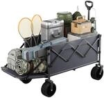 WOLTU Faltbarer Bollerwagen, Gartenwagen mit Hintert&uuml;r, Gel&auml;nder&auml;der mit R&auml;dern