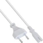 InLine&reg; 16603W Netzkabel, Netzstecker auf Euro 8 C7 Stecker, wei&szlig;, 0,3m