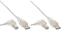 InLine 34520L USB 2.0 Kabel, A an B, links abgewinkelt, transparent, 2m...