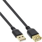 Inline USB 2.0 Flachkabel Verl&auml;ngerung - A Stecker / Buchse - schwarz -...